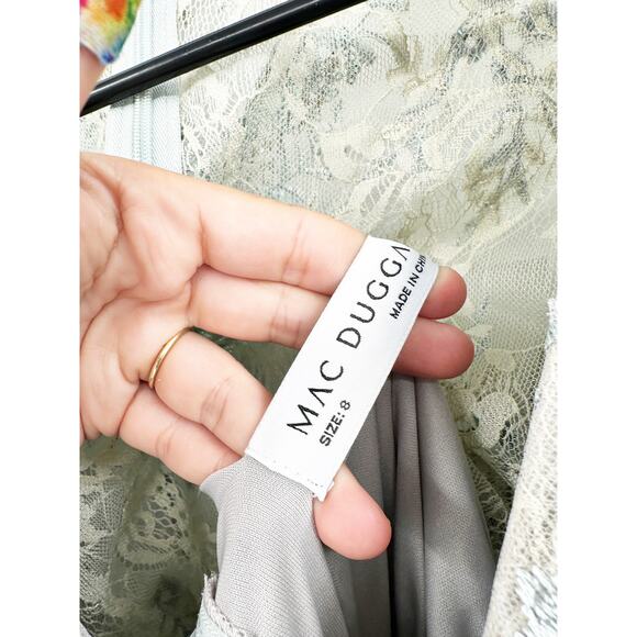 Mac Duggal 67842 Bell Sleeve Floral Seafoam Embellished Gown Dress 8 NWT - Picture 7 of 11